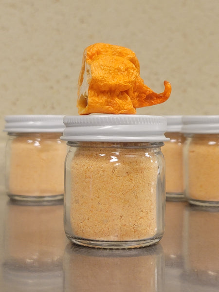peach reaper, california reaper, freeze dried peppers, hot pepper powder, peach reaper powder, freeze dried, spicy food, spices, spicy powder, spicy peppers, spicy