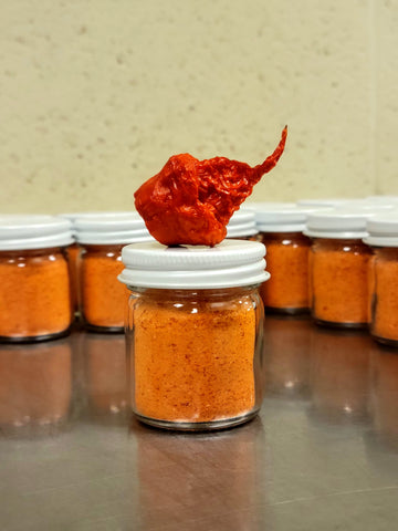 stocking stuffer, carolina reaper, reaper powder, freeze dried pepper powder, freeze dried carolina reapers, hot peppers, freeze dried powder, reaper powder
